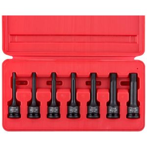 Ferramenta Automotiva Brocas Allen de 3 8 4 a 12mm 7 Peças Cr Mo Extra Longo NEIKO 01130B Vermelho
