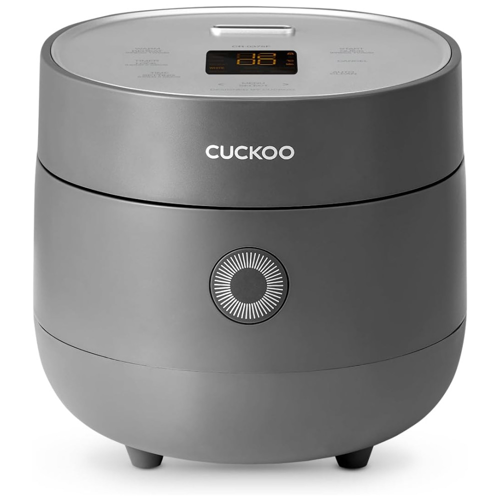 Panela de Arroz CUCKOO 3 Xícaras Cru / 6 Xícaras Cozido com Lógica Fuzzy Timer Modo Limpeza Automática Tigela Antiaderente Cinza (CR-0375FG).