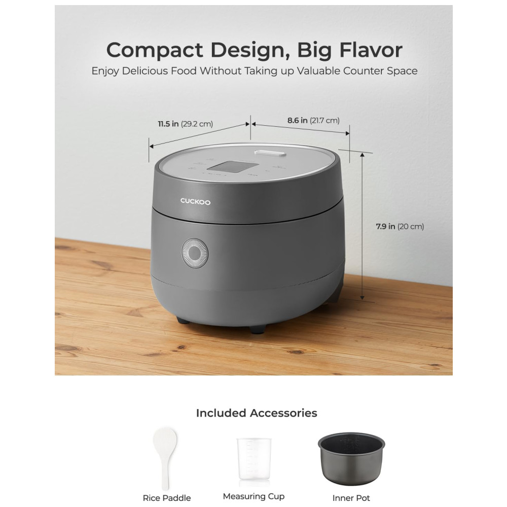 Panela de Arroz CUCKOO 3 Xícaras Cru / 6 Xícaras Cozido com Lógica Fuzzy Timer Modo Limpeza Automática Tigela Antiaderente Cinza (CR-0375FG). - Imagem 7