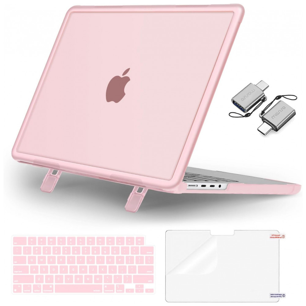 MOSISO Capa Rígida Heavy Duty para MacBook Pro 16" 2025-2021 com Kickstand, Teclado, Tela e USB-C, Rosa