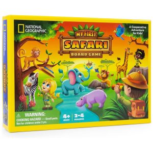 Jogo de Tabuleiro National Geographic Minha Primeira Safári para Crianças 46 Jogo de Animais para Crianças e Adultos Diversão Cooperativa Perfeita pa