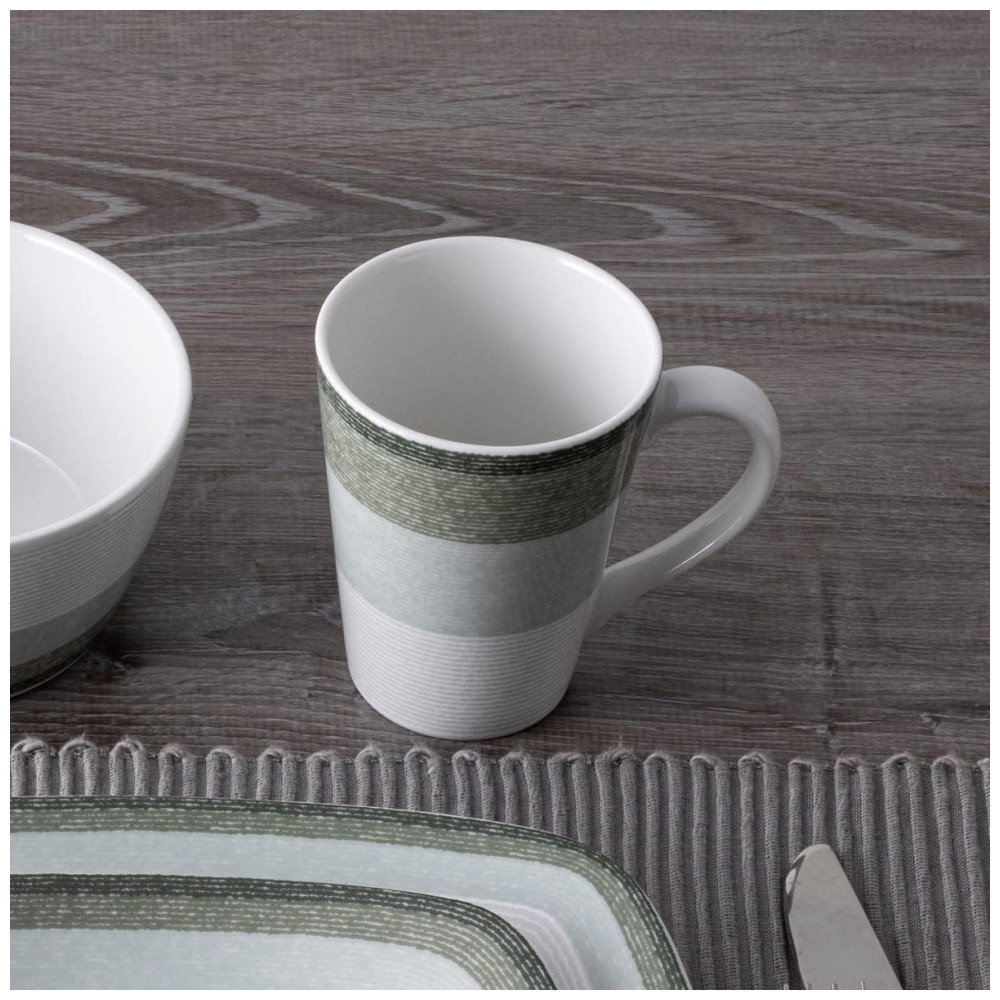 Conjunto de Canecas Estilo Moderno com 4 Peças Capacidade 350mL e Material de Porcelana Noritake G037-484D Branca e Verde - Imagem 4