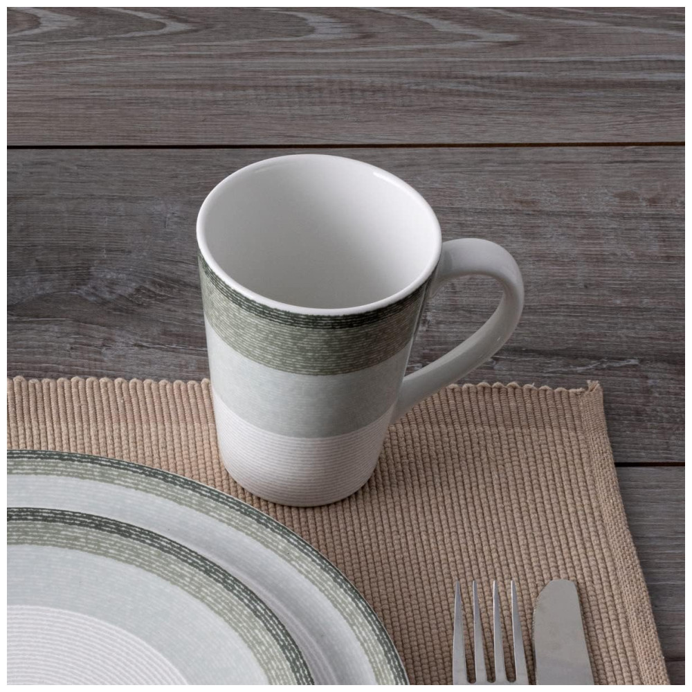 Conjunto de Canecas Estilo Moderno com 4 Peças Capacidade 350mL e Material de Porcelana Noritake G037-484D Branca e Verde - Imagem 5