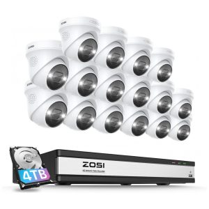 Sistema de Segurança Externo 16 Canais 4TB HDD 4K PoE 16 Câmeras Zosi Branco