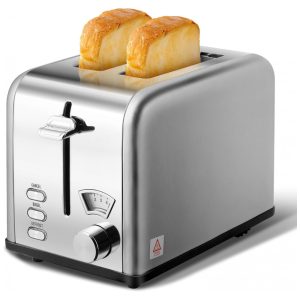 Torradeira Elétrica de 2 Fatias com 5 Níveis de Tostagem 3 Funções 110V 825W YSSOA Cinza