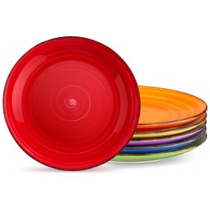 Conjunto de Pratos Rasos 6 UN em Cores Quentes Vancasso