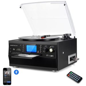 Vitrola Toca Discos com Alto falantes Estéreo Conversor de Vinil LP para MP3 110v DIGITNOW 6543846581 Preto