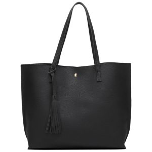 Bolsa Feminina de Ombro em Couro Sintético com Grande Capacidade DREUBEA WB 009 B Preto