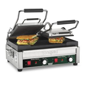 Grill Elétrico em Aço Inoxidável com Bandeja Coletora Removível e Controle de Temperatura 240V 3200W Waring WPG300 Prata