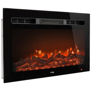 Lareira Elétrica de Embutir A58x70L com Controle Remoto 110V RecPro Preta