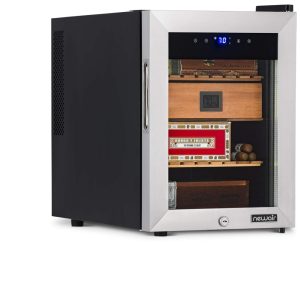 Umidor Elétrico NewAir Wineador | Capacidade para 250 Charutos | Cooler de Aço Inox com Função de Aquecimento e Resfriamento 12-23°C e Prateleiras.