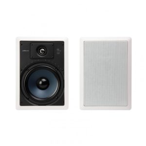 Par de caixas de embutir na parede Polk Audio RC85i 2 vias retangulares 8" branco para ambientes úmidos 100W