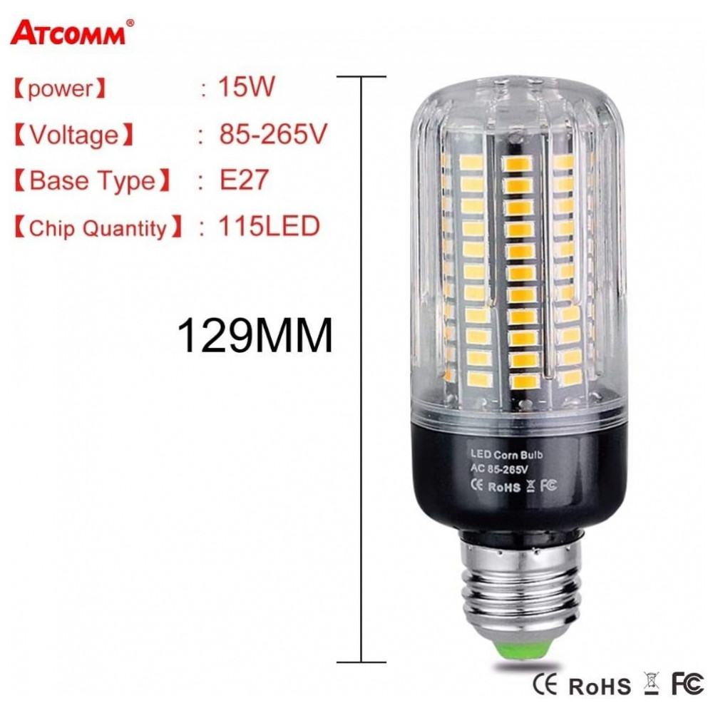 Fengyan Home Bulbs 1pcs Lâmpada LED Corn 15W E14 85-265V Luz Quente Spot SMD 5733 sem Flicker para Iluminação Residencial Econômica ,GSYFDZSWZX - Imagem 4