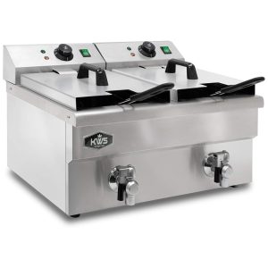 Fritadeira Elétrica Dupla Profissional 114 Litros de Capacidade Aço Inoxidável 110V 3500W KWS DY 12