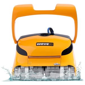 Robô Aspirador de Piscina com Cabo Função Escalada em Paredes e Filtros Finos e Ultrafinos Intercambiáveis para Piscinas de 20 Metros 110V Dolphin Wave80 Amarelo