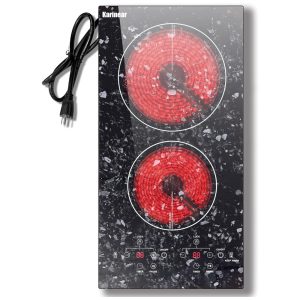 Cooktop Elétrico Portátil Karinear 2 Bocas 110v Cooktop de Cerâmica de 30 cm com Lindo Padrão de Mármore