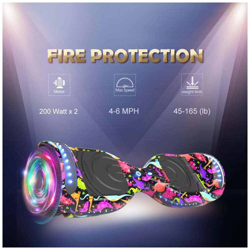 Hoverboard HOVERSTAR HS2.01 Bluetooth Flash Wheel com Rodas LED – Revestido Dinossauro - Imagem 5