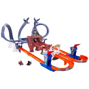 Pista de Corrida Multi-voltas Racer Verse Homem Aranha com Carro do Homem-Aranha e Pantera Negra Hot Wheels