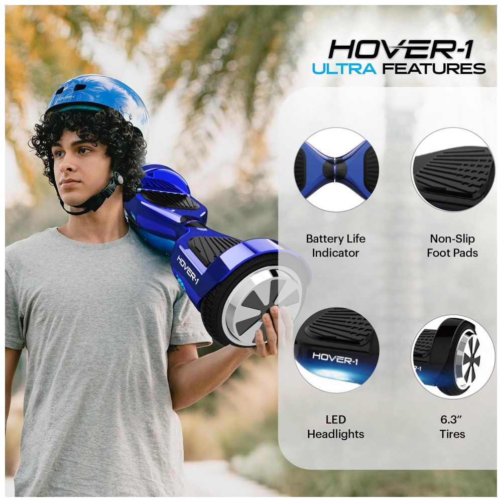 Hoverboard Elétrico Hover-1 Ultra Autossegurável 16 km/h, Alcance 19 km, Motor 500W, Bateria Íon-Lítio, Carga 4h, Modos Iniciante a Expert - Imagem 3
