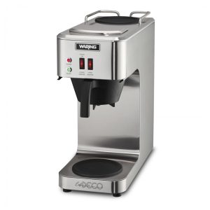 Máquina para Café Coado Comercial até 147L por Hora com 2 Aquecedores Operados Individualmente e Plugue de 5 a 15 Fases 110V 1800W Waring WCM50 Prata