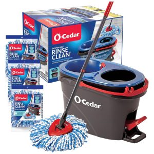 Mop Giratório de Microfibra com Sistema Flash Limp com Balde e 3 Refis Extras O Cedar Cinza