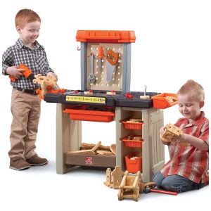 Bancada de Ferramentas Infantil Interno/Externo Interativa com Sons 35 Acessórios Para Crianças a Partir de 3 Anos Step2 Colorida