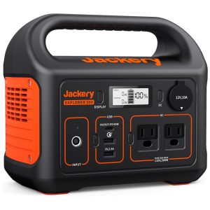 Gerador de Energia Solar Portátil Explorer 300 com Bateria de Lítio 293Wh e Saída AC de 110V Jackery Preto e Laranja