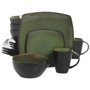 Aparelho de Jantar com 16 Peças em Esmalte Duplo Reativo Gibson Soho Verde