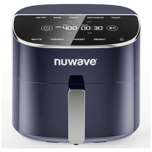 Fritadeira Elétrica de Ar Digital Nuwave Brio Plus 8 Litros Livre de Substâncias Químicas Nocivas Novo Modelo com Controle por Toque Display Branco Temperatura de 5°C a 200°C 5 Funções