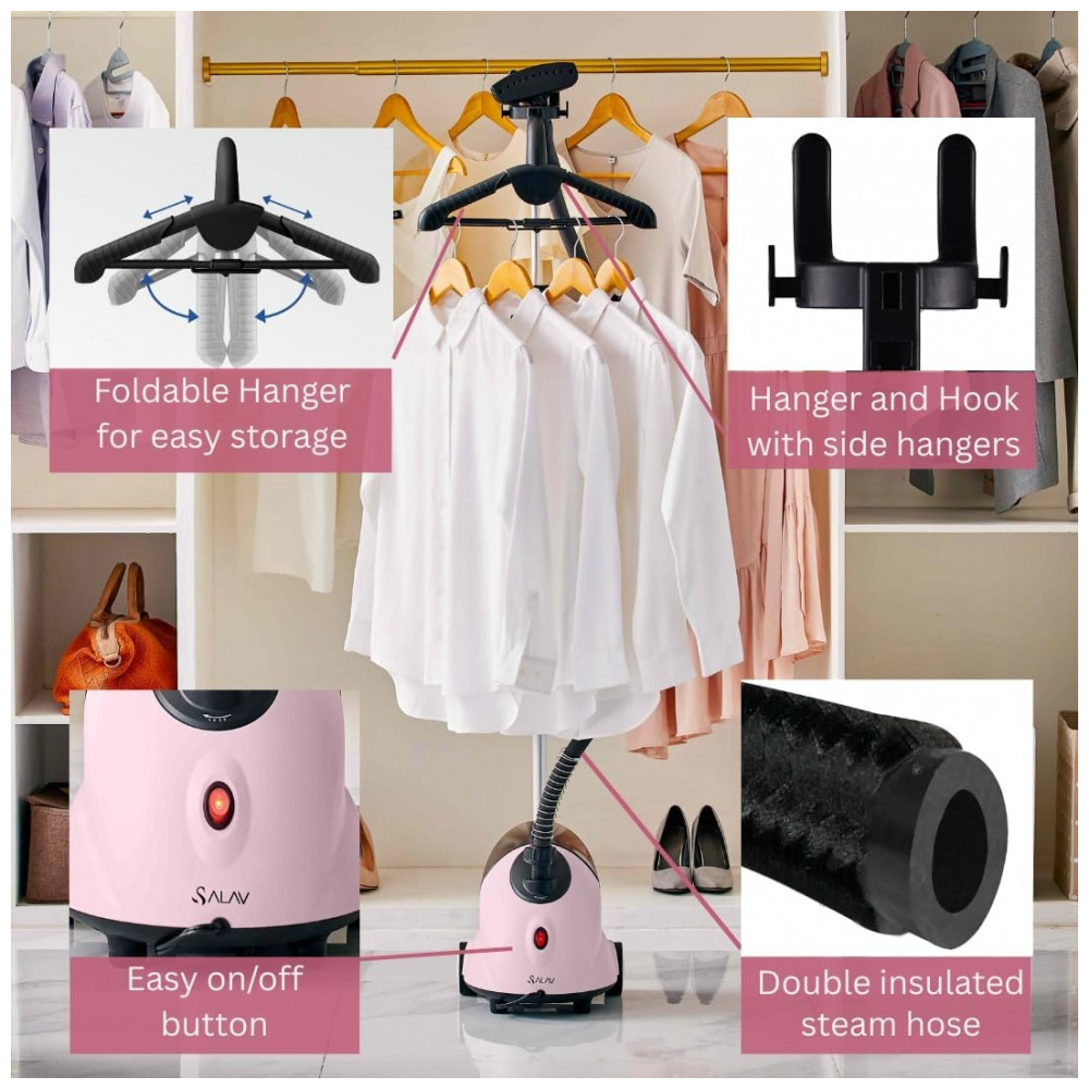 SALAV GS18DJ: Passadeira,Steamer e Vaporizador de Roupas Vertical com Rodas para Movimentação Fácil, - Imagem 3