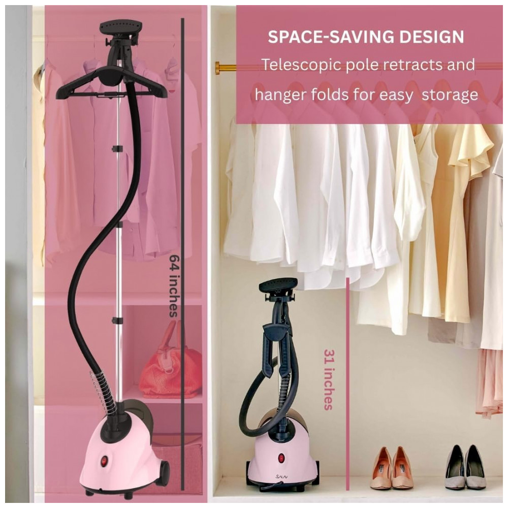 SALAV GS18DJ: Passadeira,Steamer e Vaporizador de Roupas Vertical com Rodas para Movimentação Fácil, - Imagem 4