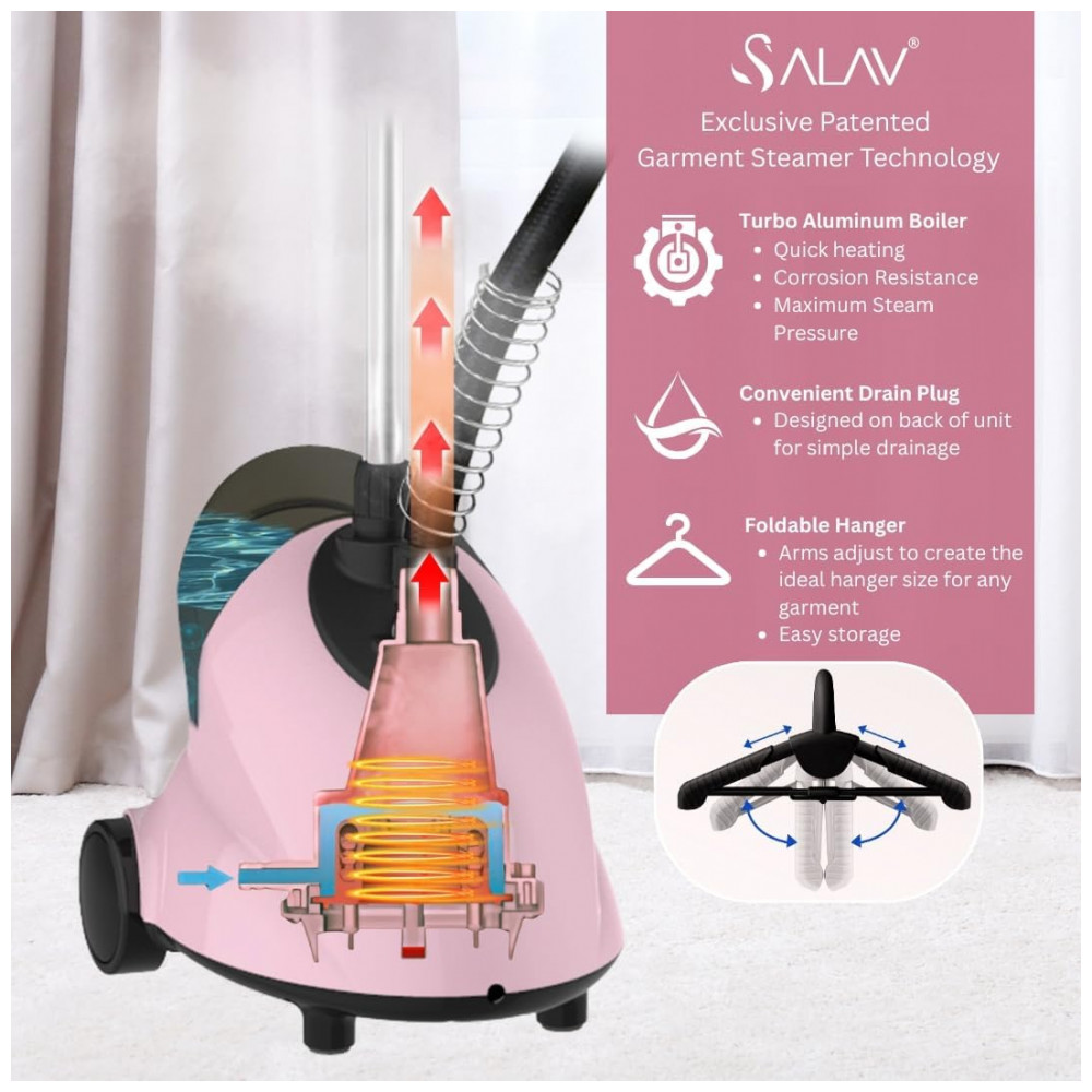 SALAV GS18DJ: Passadeira,Steamer e Vaporizador de Roupas Vertical com Rodas para Movimentação Fácil, - Imagem 5
