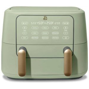 Air fryer Beautiful 9L dupla zona com divisor e bandejas crocantes Digital Touchscreen 1700W 110V verde