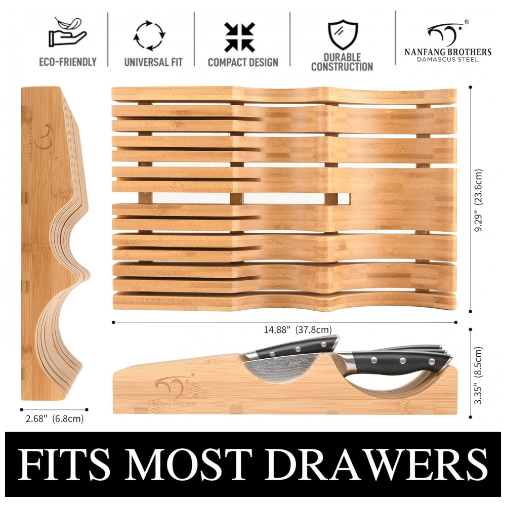 Conjunto de Facas NANFANG BROTHERS em Aço Inoxidável com Bloco de Bancada 14 Peças Preto - Imagem 2