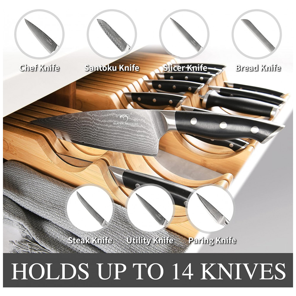 Conjunto de Facas NANFANG BROTHERS em Aço Inoxidável com Bloco de Bancada 14 Peças Preto - Imagem 3