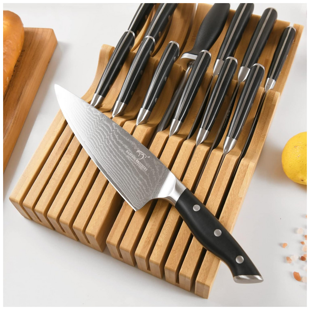 Conjunto de Facas NANFANG BROTHERS em Aço Inoxidável com Bloco de Bancada 14 Peças Preto - Imagem 5