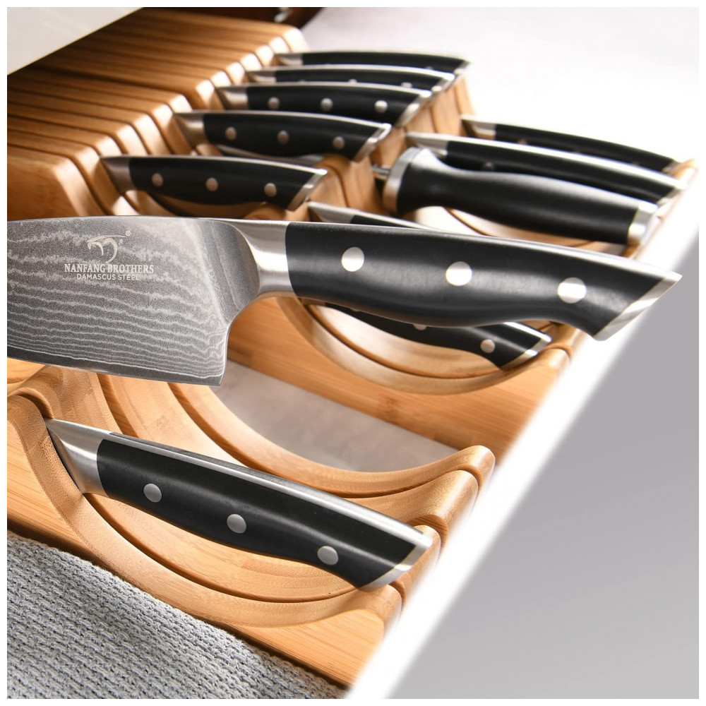 Conjunto de Facas NANFANG BROTHERS em Aço Inoxidável com Bloco de Bancada 14 Peças Preto - Imagem 6