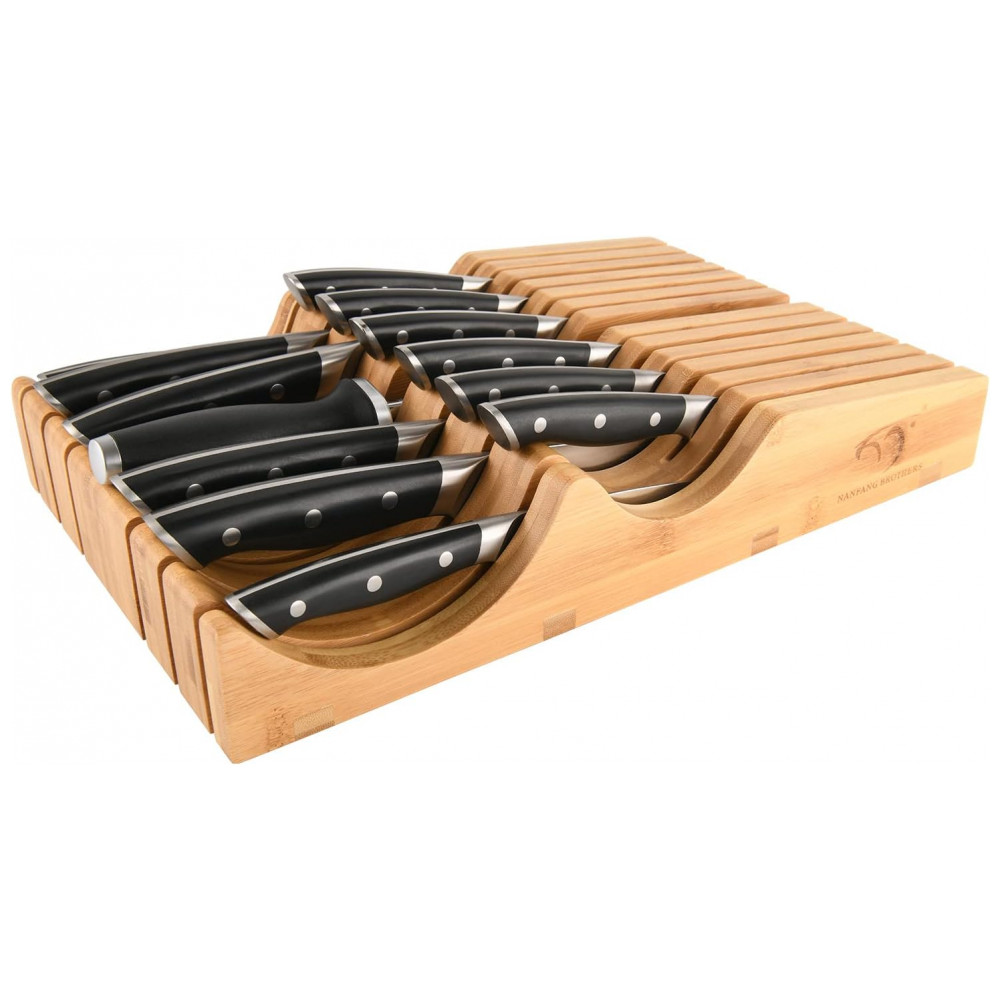 Conjunto de Facas NANFANG BROTHERS em Aço Inoxidável com Bloco de Bancada 14 Peças Preto - Imagem 7