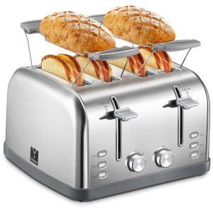 Torradeira Elétrica 4 Fatias Bandeja Removível Aço Inoxidável 110v YABANO Prateado