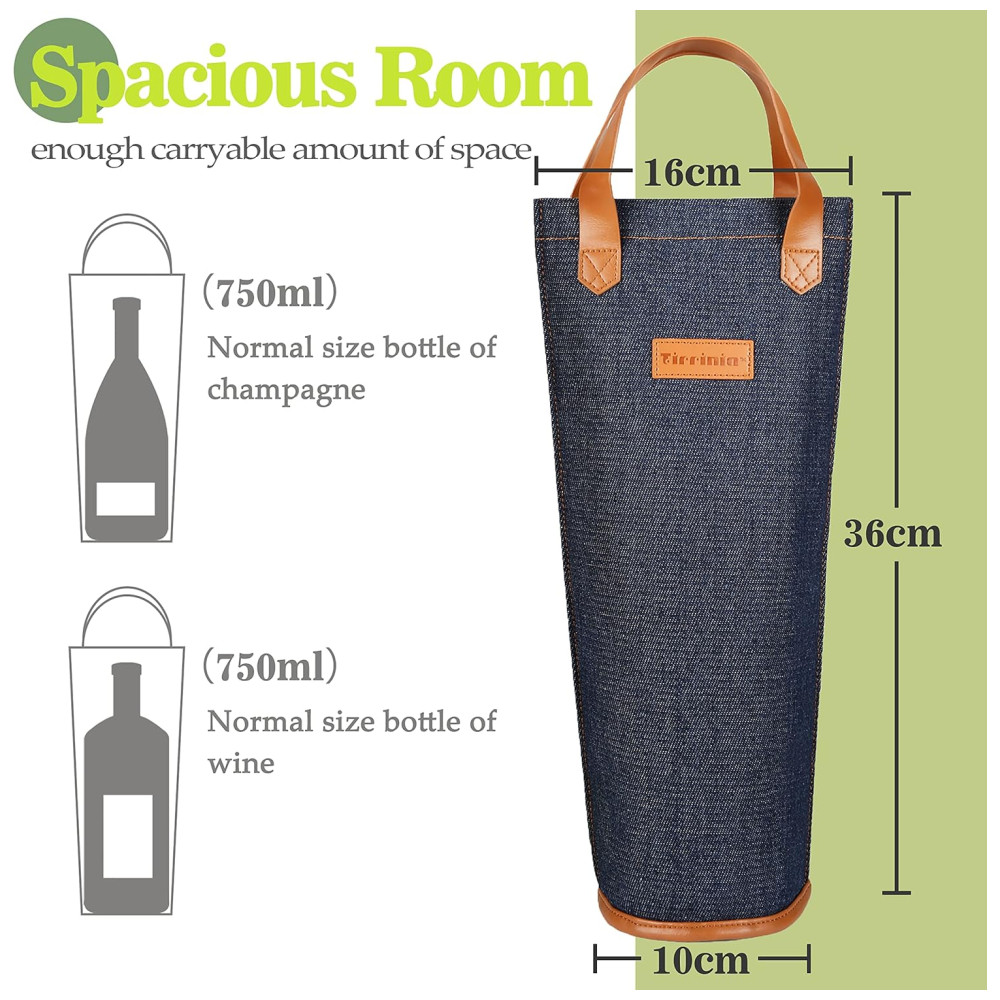 Bolsa Térmica para Vinho Tirrinia Portátil e Estilosa - Presente Ideal para Amantes de Vinho - Azul Escuro - Imagem 5