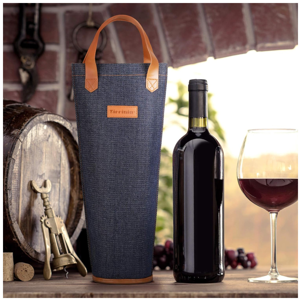 Bolsa Térmica para Vinho Tirrinia Portátil e Estilosa - Presente Ideal para Amantes de Vinho - Azul Escuro - Imagem 7
