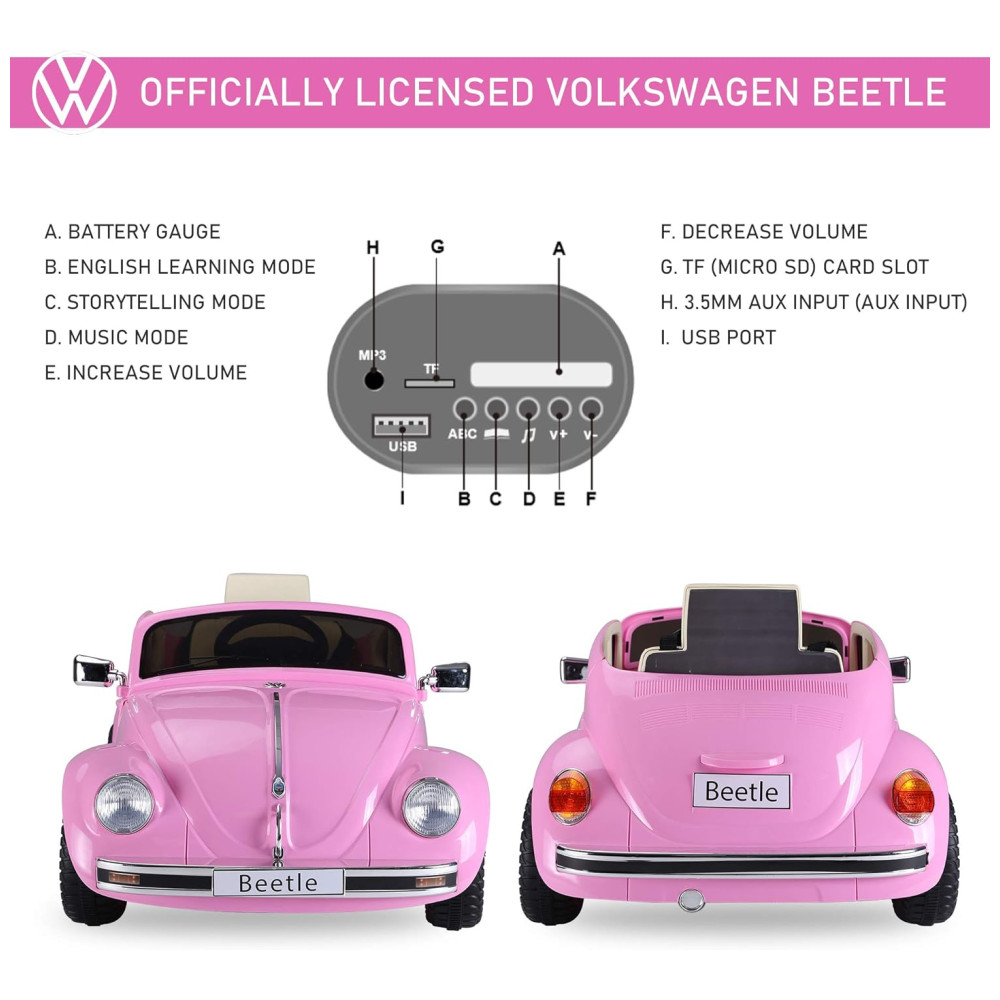 Aosom Carro Carrinho Elétrico 1 Assento 6V com Luzes de LED e Controle Remoto Rosa - Imagem 4