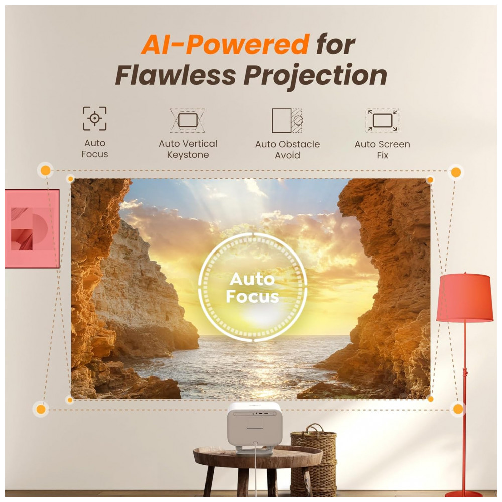 Projetor NetflixLicensed Sound by JBL Yaber L2 Plus com WiFi e Bluetooth, Projetor Nativo 1080P Suporte 4K, Foco Automático Correção Keystone, Apps In - Imagem 5