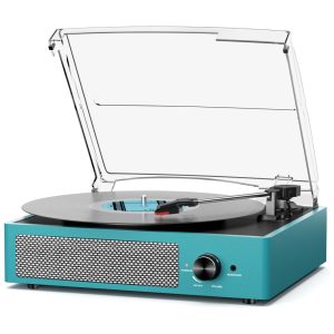 Toca-discos de Vinil com 2 Caixas de Som - Retrô Bluetooth 3 Velocidades Saída RCA Aux Fone Auto Stopcotsoco