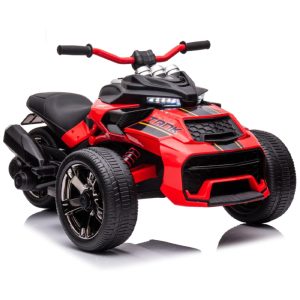 Moto Elétrica Triciclo Infantil com Pneu EVA Polimerizado de Plástico com Borracha Luzes LED e Música 24V POSTACK Vermelho