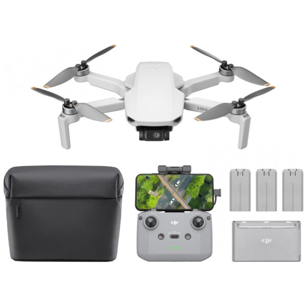Combo DJI Mini 4K Fly More, Drone com Câmera 4K UHD para Adultos, Autonomia de Voo de até 93 Min, Transmissão de Vídeo 10km e Recursos Avançados