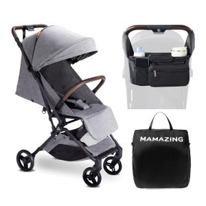 Carrinho de Bebê Ultraleve com Organizador e Almofada - Premiado Ouro Moms Choice Compacto Avião Dobrável com 120cm MAMAZING