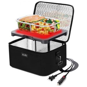 Marmita Elétrica Portátil 18L para Cozinhar ou Reaquecer com 2 Fontes de Alimentação 12V ou 110V Aotto Preta