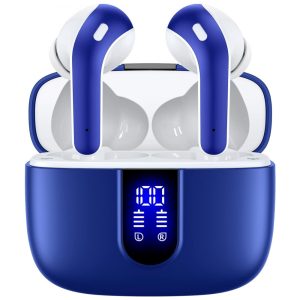Fones de Ouvido Bluetooth com Estojo de Carregamento e Intra Auriculares IPX5 à Prova Dágua TAGRY Azul Oceano