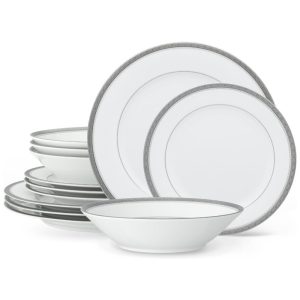 Aparelho de Jantar Elegância e Sofisticação para Sua Mesa com 12 Peças Formato Redondo e Material de Porcelana Noritake Branco